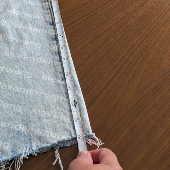 Alexander Wang Blue & White Logo Print Jogger Disstressed Cropped Jeans, size S - Picture 7 of 10